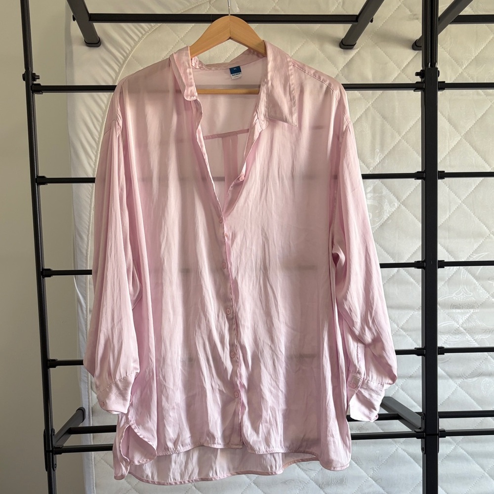 Old Navy Satin Pink Blouse XL